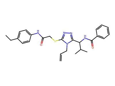 N-[1-[5-[2-(4-ethylanilino)-2-oxoethyl]sulfanyl-4-prop-2-enyl-1,2,4-triazol-3-yl]-2-methylpropyl]benzamide structure
