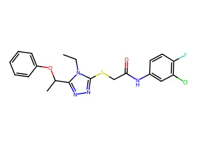N-(3-chloro-4-fluorophenyl)-2-[[4-ethyl-5-(1-phenoxyethyl)-1,2,4-triazol-3-yl]sulfanyl]acetamide structure