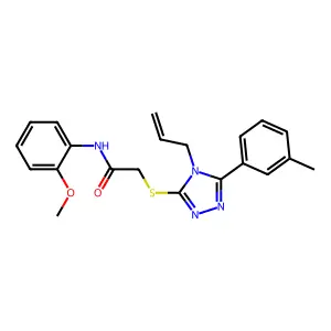 N-(2-methoxyphenyl)-2-{[5-(3-methylphenyl)-4-(prop-2-en-1-yl)-4H-1,2,4-triazol-3-yl]sulfanyl}acetamide structure