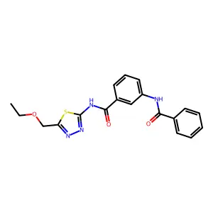 3-benzamido-N-[5-(ethoxymethyl)-1,3,4-thiadiazol-2-yl]benzamide structure