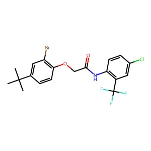 2-(2-bromo-4-tert-butylphenoxy)-N-[4-chloro-2-(trifluoromethyl)phenyl]acetamide structure