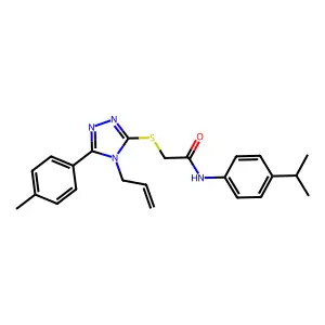 2-[[5-(4-methylphenyl)-4-prop-2-enyl-1,2,4-triazol-3-yl]sulfanyl]-N-(4-propan-2-ylphenyl)acetamide structure