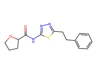 N-[5-(2-phenylethyl)-1,3,4-thiadiazol-2-yl]tetrahydrofuran-2-carboxamide structure