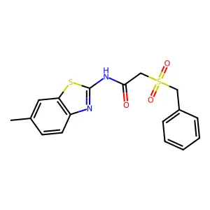 2-benzylsulfonyl-N-(6-methyl-1,3-benzothiazol-2-yl)acetamide structure