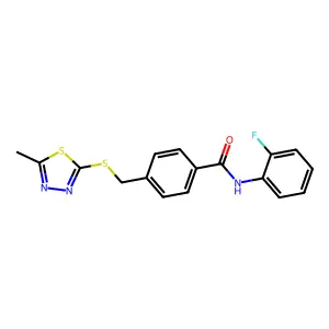 N-(2-fluorophenyl)-4-[(5-methyl-1,3,4-thiadiazol-2-yl)sulfanylmethyl]benzamide structure