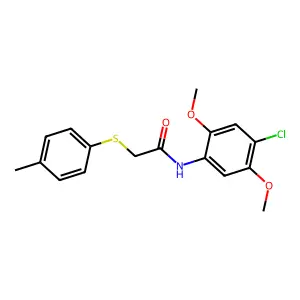 N-(4-chloro-2,5-dimethoxyphenyl)-2-(4-methylphenyl)sulfanylacetamide structure