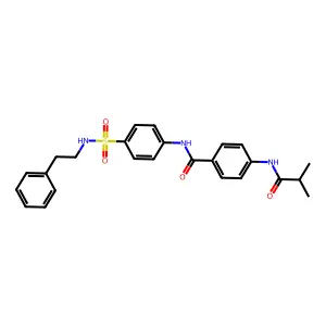 4-[(2-methylpropanoyl)amino]-N-{4-[(2-phenylethyl)sulfamoyl]phenyl}benzamide structure