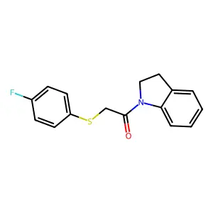 1-(2,3-Dihydroindol-1-yl)-2-(4-fluorophenyl)sulfanylethanone structure