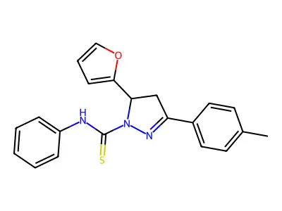 3-(furan-2-yl)-5-(4-methylphenyl)-N-phenyl-3,4-dihydropyrazole-2-carbothioamide structure