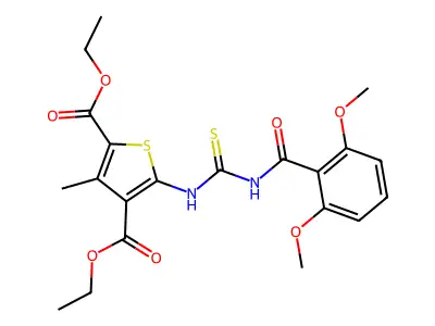 diethyl 5-({[(2,6-dimethoxyphenyl)carbonyl]carbamothioyl}amino)-3-methylthiophene-2,4-dicarboxylate structure