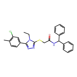 N-benzhydryl-2-[[5-(3-chloro-4-methylphenyl)-4-ethyl-1,2,4-triazol-3-yl]sulfanyl]acetamide structure