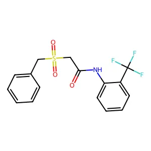 2-benzylsulfonyl-N-[2-(trifluoromethyl)phenyl]acetamide structure