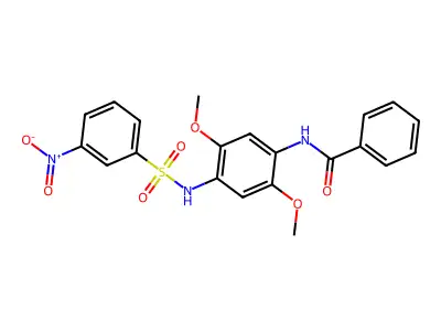 N-(2,5-dimethoxy-4-{[(3-nitrophenyl)sulfonyl]amino}phenyl)benzamide structure