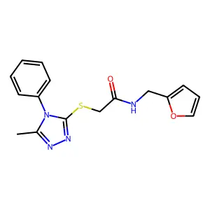 N-(furan-2-ylmethyl)-2-[(5-methyl-4-phenyl-1,2,4-triazol-3-yl)sulfanyl]acetamide structure