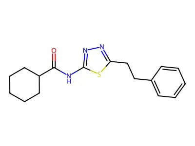 N-(5-phenethyl-1,3,4-thiadiazol-2-yl)cyclohexanecarboxamide structure