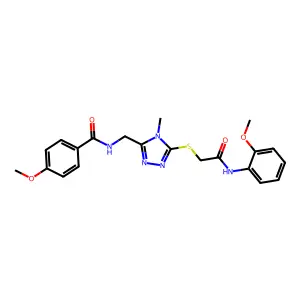 4-methoxy-N-[[5-[2-(2-methoxyanilino)-2-oxoethyl]sulfanyl-4-methyl-1,2,4-triazol-3-yl]methyl]benzamide structure