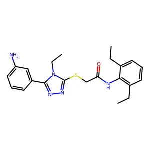 2-[[5-(3-aminophenyl)-4-ethyl-1,2,4-triazol-3-yl]sulfanyl]-N-(2,6-diethylphenyl)acetamide structure