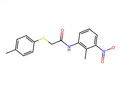 N-(2-methyl-3-nitrophenyl)-2-(4-methylphenyl)sulfanylacetamide structure