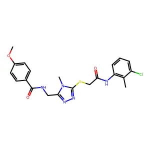 N-[[5-[2-(3-chloro-2-methylanilino)-2-oxoethyl]sulfanyl-4-methyl-1,2,4-triazol-3-yl]methyl]-4-methoxybenzamide structure