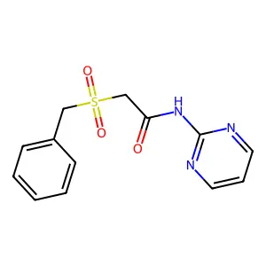 2-benzylsulfonyl-N-pyrimidin-2-ylacetamide structure