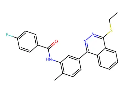 N-[5-(4-ethylsulfanylphthalazin-1-yl)-2-methylphenyl]-4-fluorobenzamide structure