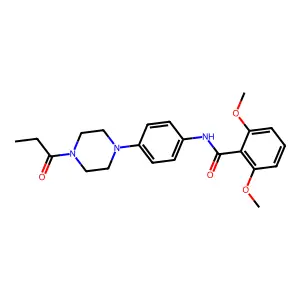 2,6-dimethoxy-N-[4-(4-propanoylpiperazin-1-yl)phenyl]benzamide structure