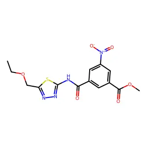 methyl 3-({[5-(ethoxymethyl)-1,3,4-thiadiazol-2-yl]amino}carbonyl)-5-nitrobenzoate structure