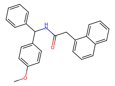 N-[(4-methoxyphenyl)-phenylmethyl]-2-naphthalen-1-ylacetamide structure