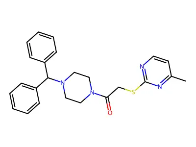 1-(4-Benzhydrylpiperazin-1-yl)-2-(4-methylpyrimidin-2-yl)sulfanylethanone structure