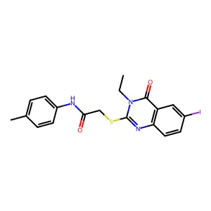 2-(3-ethyl-6-iodo-4-oxoquinazolin-2-yl)sulfanyl-N-(4-methylphenyl)acetamide structure