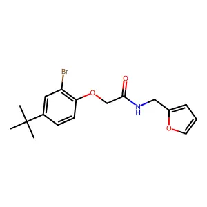 2-(2-bromo-4-tert-butylphenoxy)-N-(2-furanylmethyl)acetamide structure
