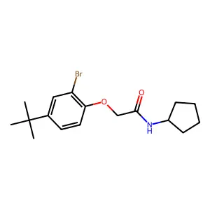 2-(2-bromo-4-tert-butylphenoxy)-N-cyclopentylacetamide structure
