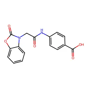 4-{[(2-oxo-1,3-benzoxazol-3(2H)-yl)acetyl]amino}benzoic acid structure