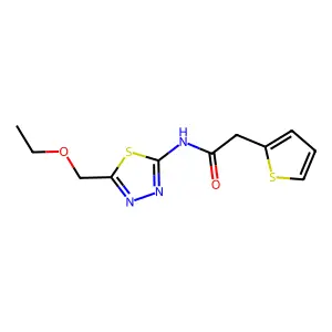 N-[5-(ethoxymethyl)-1,3,4-thiadiazol-2-yl]-2-thiophen-2-ylacetamide structure