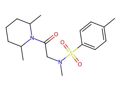 N-(2-(2,6-dimethylpiperidin-1-yl)-2-oxoethyl)-N,4-dimethylbenzenesulfonamide structure