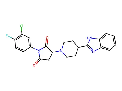 3-[4-(1H-benzimidazol-2-yl)piperidin-1-yl]-1-(3-chloro-4-fluorophenyl)pyrrolidine-2,5-dione structure