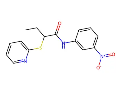 N-(3-nitrophenyl)-2-pyridin-2-ylsulfanylbutanamide structure
