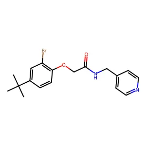 2-(2-bromo-4-tert-butylphenoxy)-N-(pyridin-4-ylmethyl)acetamide structure