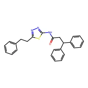3,3-diphenyl-N-[5-(2-phenylethyl)-1,3,4-thiadiazol-2-yl]propanamide structure