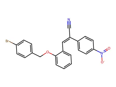 (E)-3-[2-[(4-bromophenyl)methoxy]phenyl]-2-(4-nitrophenyl)prop-2-enenitrile structure