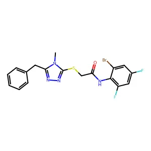 2-[(5-benzyl-4-methyl-1,2,4-triazol-3-yl)sulfanyl]-N-(2-bromo-4,6-difluorophenyl)acetamide structure