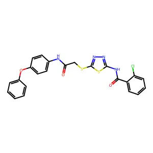 2-chloro-N-[5-[2-oxo-2-(4-phenoxyanilino)ethyl]sulfanyl-1,3,4-thiadiazol-2-yl]benzamide structure