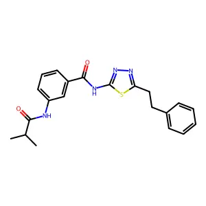 3-(2-methylpropanoylamino)-N-(5-phenethyl-1,3,4-thiadiazol-2-yl)benzamide structure