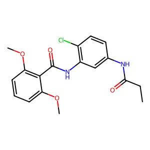 N-[2-chloro-5-(propanoylamino)phenyl]-2,6-dimethoxybenzamide structure