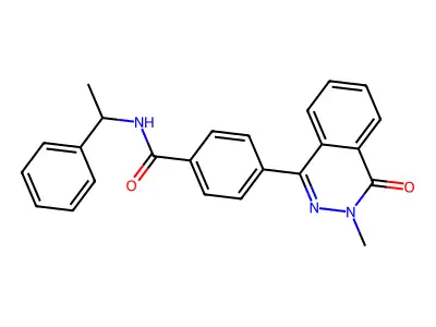 4-(3-methyl-4-oxo-3,4-dihydrophthalazin-1-yl)-N-(1-phenylethyl)benzamide structure