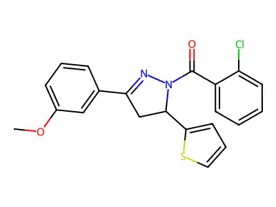 (2-chlorophenyl)-[5-(3-methoxyphenyl)-3-thiophen-2-yl-3,4-dihydropyrazol-2-yl]methanone structure