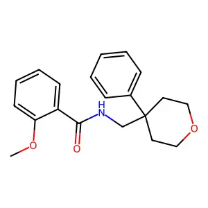 2-methoxy-N-((4-phenyltetrahydro-2H-pyran-4-yl)methyl)benzamide structure