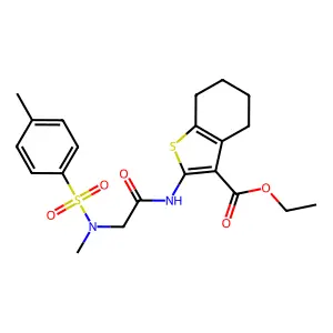 ethyl 2-({N-methyl-N-[(4-methylphenyl)sulfonyl]glycyl}amino)-4,5,6,7-tetrahydro-1-benzothiophene-3-carboxylate structure