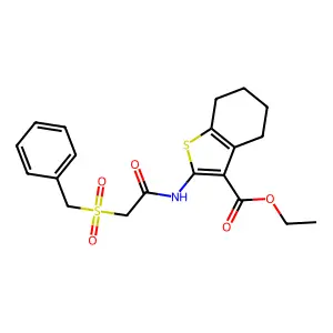 ethyl 2-(2-(benzylsulfonyl)acetamido)-4,5,6,7-tetrahydrobenzo[b]thiophene-3-carboxylate structure