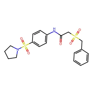 2-benzylsulfonyl-N-(4-pyrrolidin-1-ylsulfonylphenyl)acetamide structure